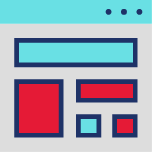 Red and blue rectangles on browser window