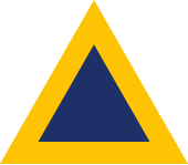 Yellow and navy blue concentric triangles