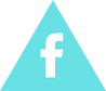 Facebook logo in navy blue triangle