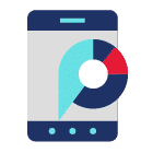 Circle chart in front of simplified smartphone